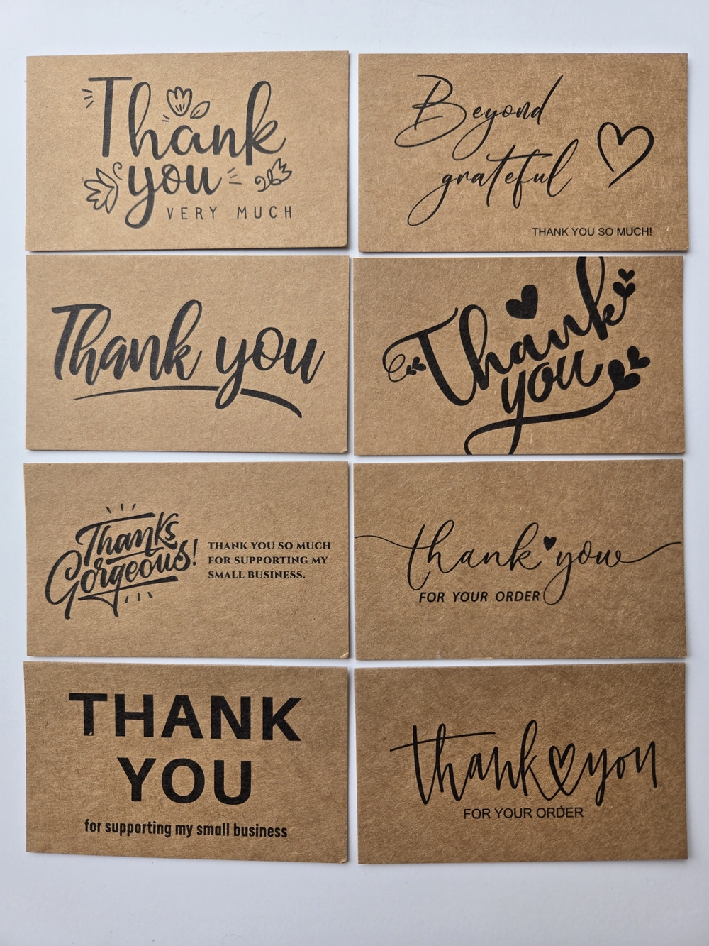 25 Assorted Kraft Thank You Cards Small Business Order Inserts 3.5” x 2” New - Picture 4 of 4